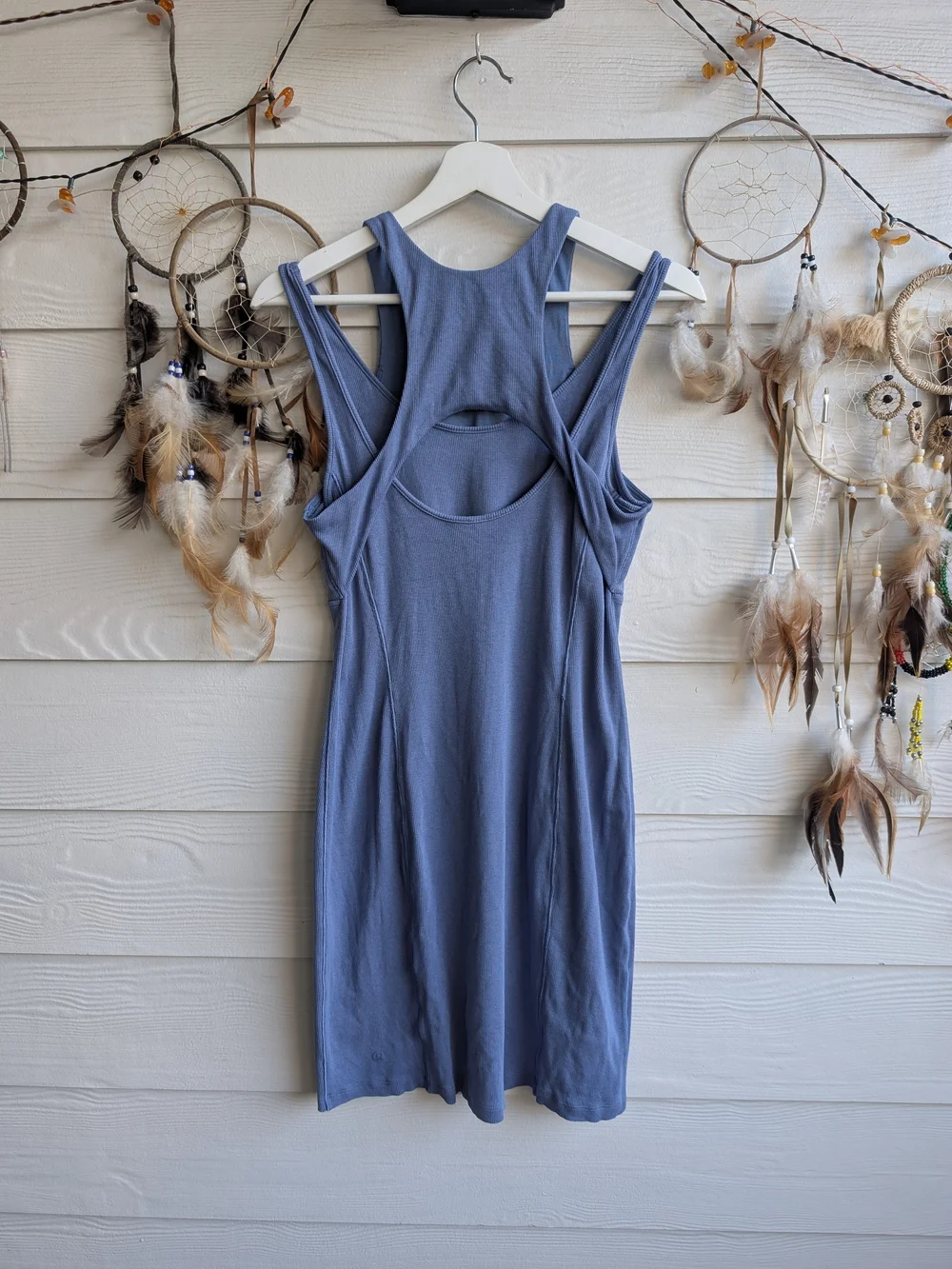 lululemon Ribbed Cotton Modal Cut-Out Dress Oasis blue